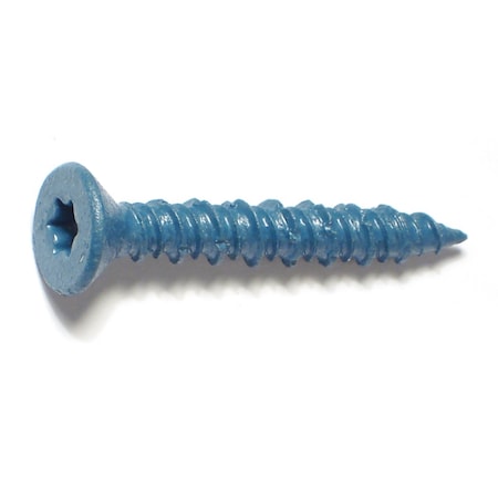 Torquemaster Masonry Screw, 1/4" Dia., Flat, 1 3/4 in L, Steel Blue Ruspert, 100 PK 54247
